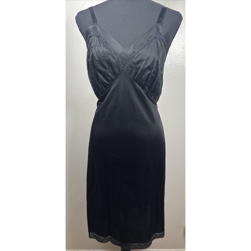 Shadowline Black Slip Dress Lingerie Dark Feminine Size 40 Bust Vintage